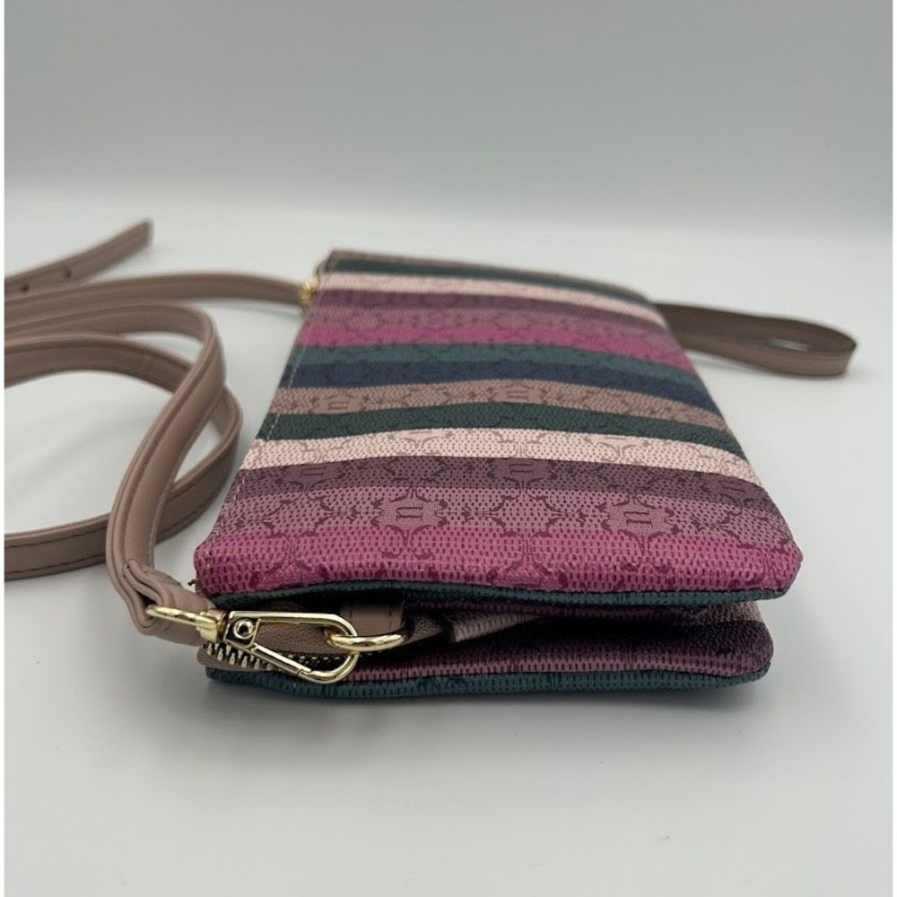 Nanette Lepore Royal Toned Striped Crossbody Bag Wristlet Clutch Vegan Leather - Picture 6 of 9